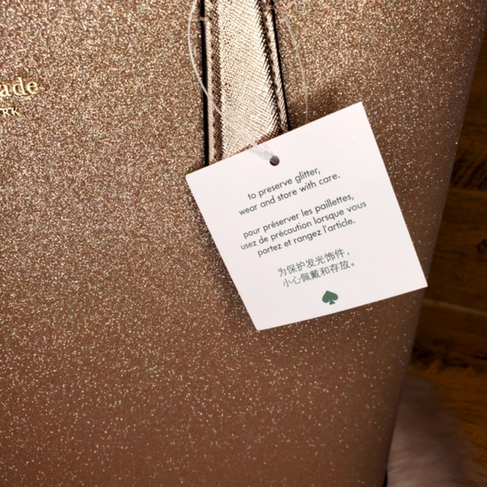 NWT kate spade Tinsel rose gold  Glitter Shoulder Tote Bag Handbag Holiday - Picture 3 of 6